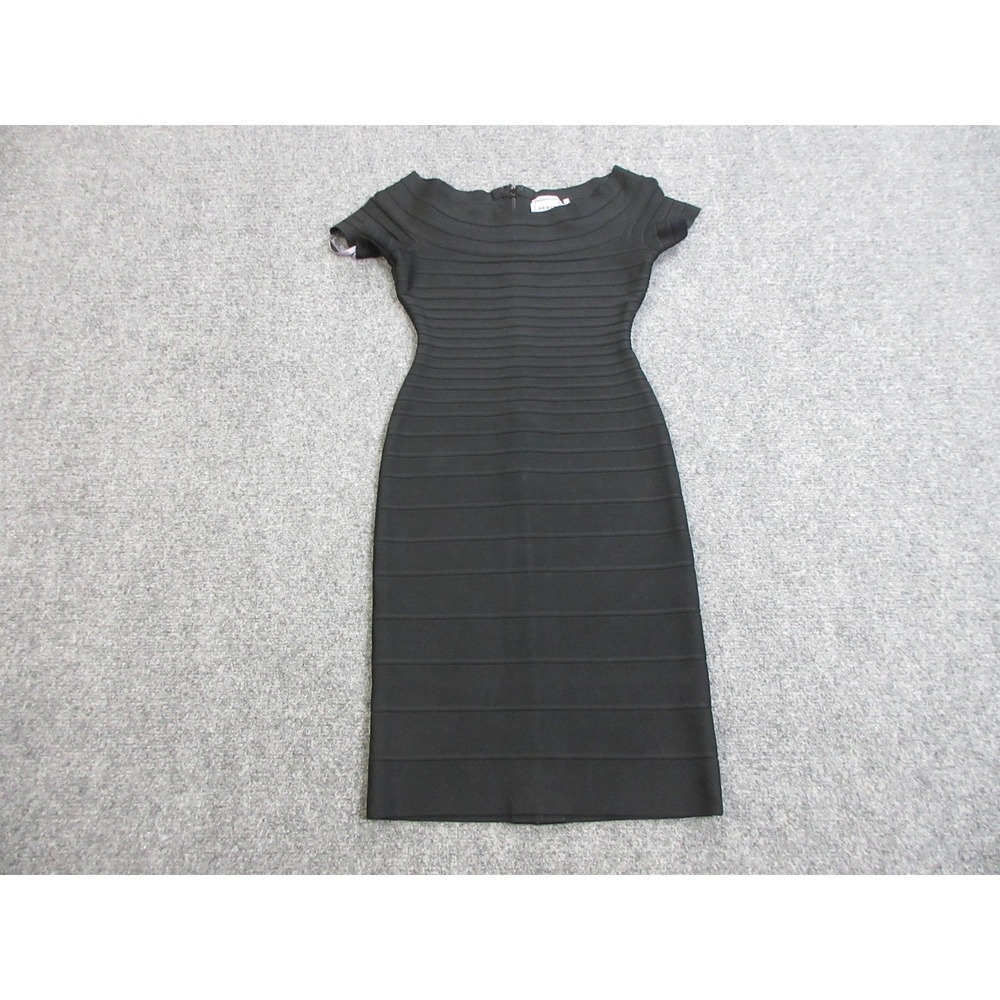 Herve Leger Dress Womens XXS Black Carmen Bandage Bodycon Boat Neck HLT6W073-001